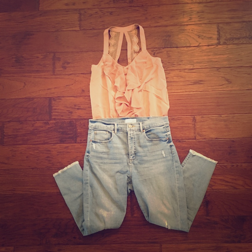 Light Pink Ruffle and Lace Blouse